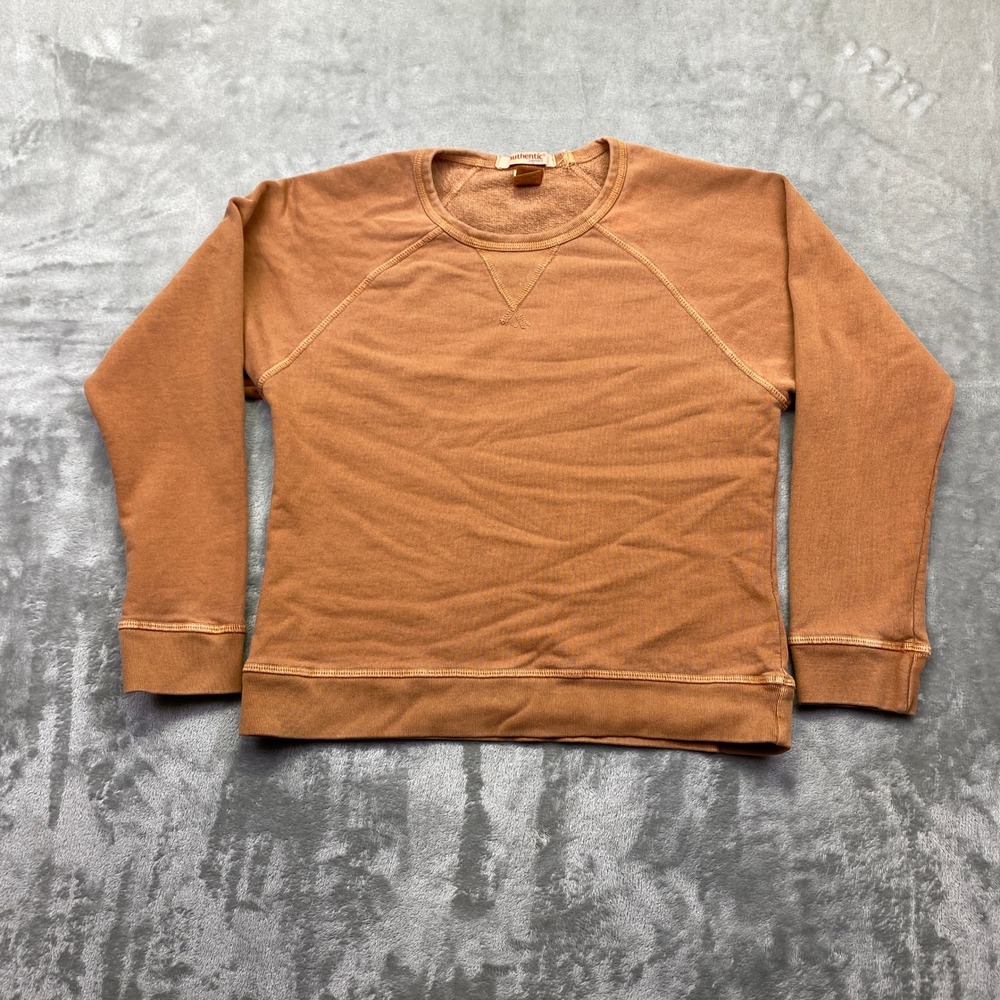 Authentic Pigment‎ Mens XS Terracotta Orange Raglan Crewneck Sweatshirt Boho